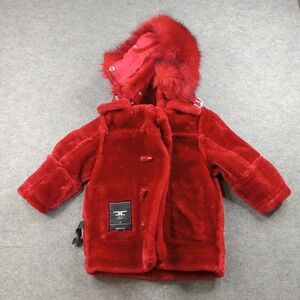 Jordan Craig Coat Kids Small Red Faux Fur Fleece Hooded Parka Jacket 91589K